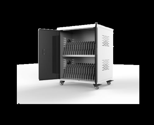 CE FCC RoHS ISO CCC Certified 30-Slot Laptop Charging Cabinet with 4 Wheels with Brake and Locks and Keys